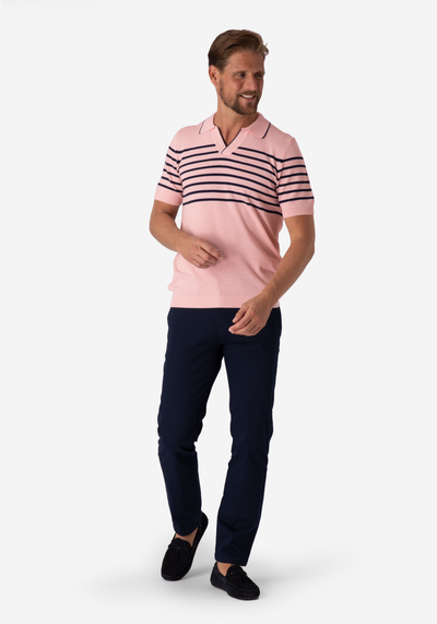 Frosted Rose Stripe Knitted Polo Shirt