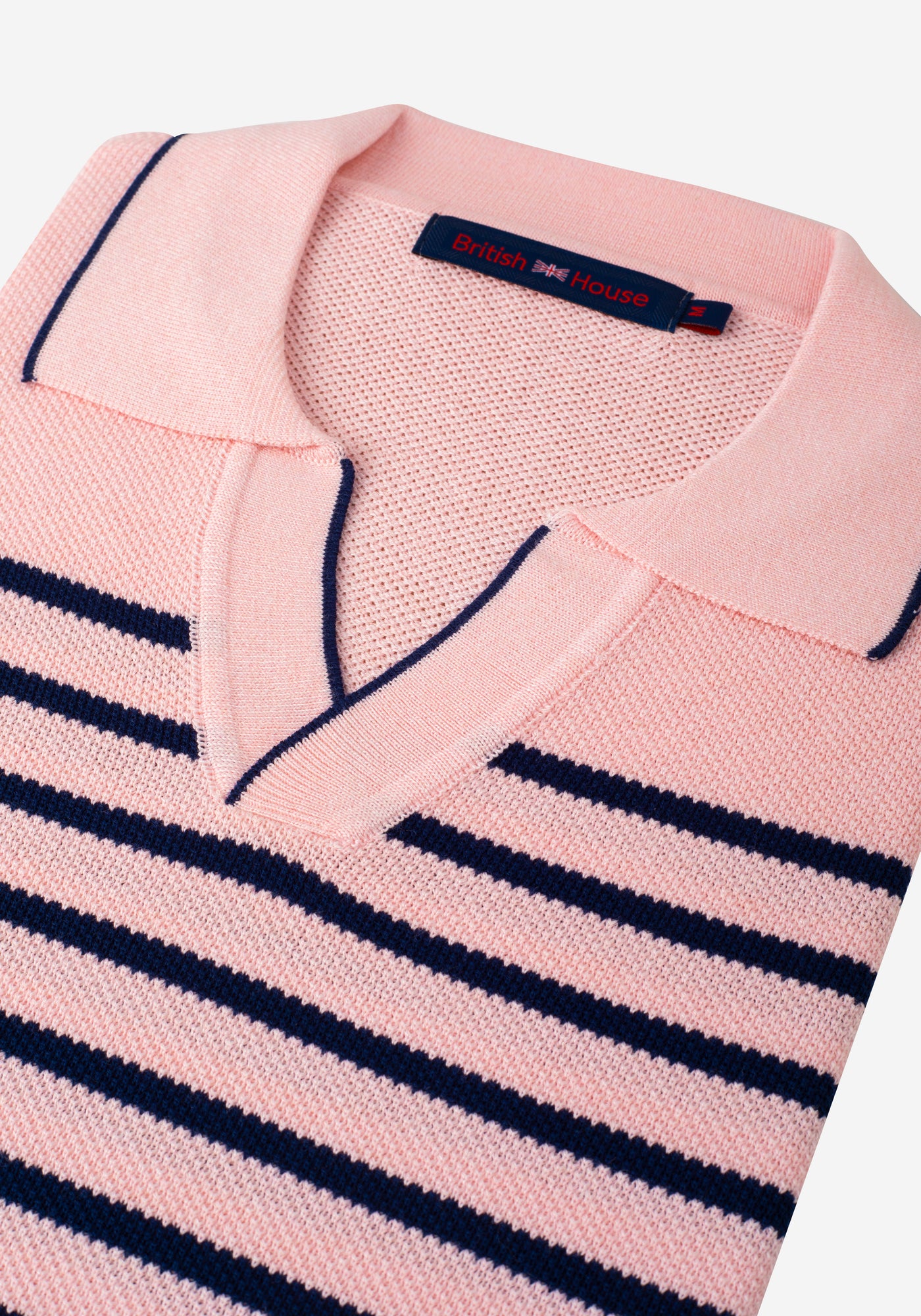 Frosted Rose Stripe Knitted Polo Shirt