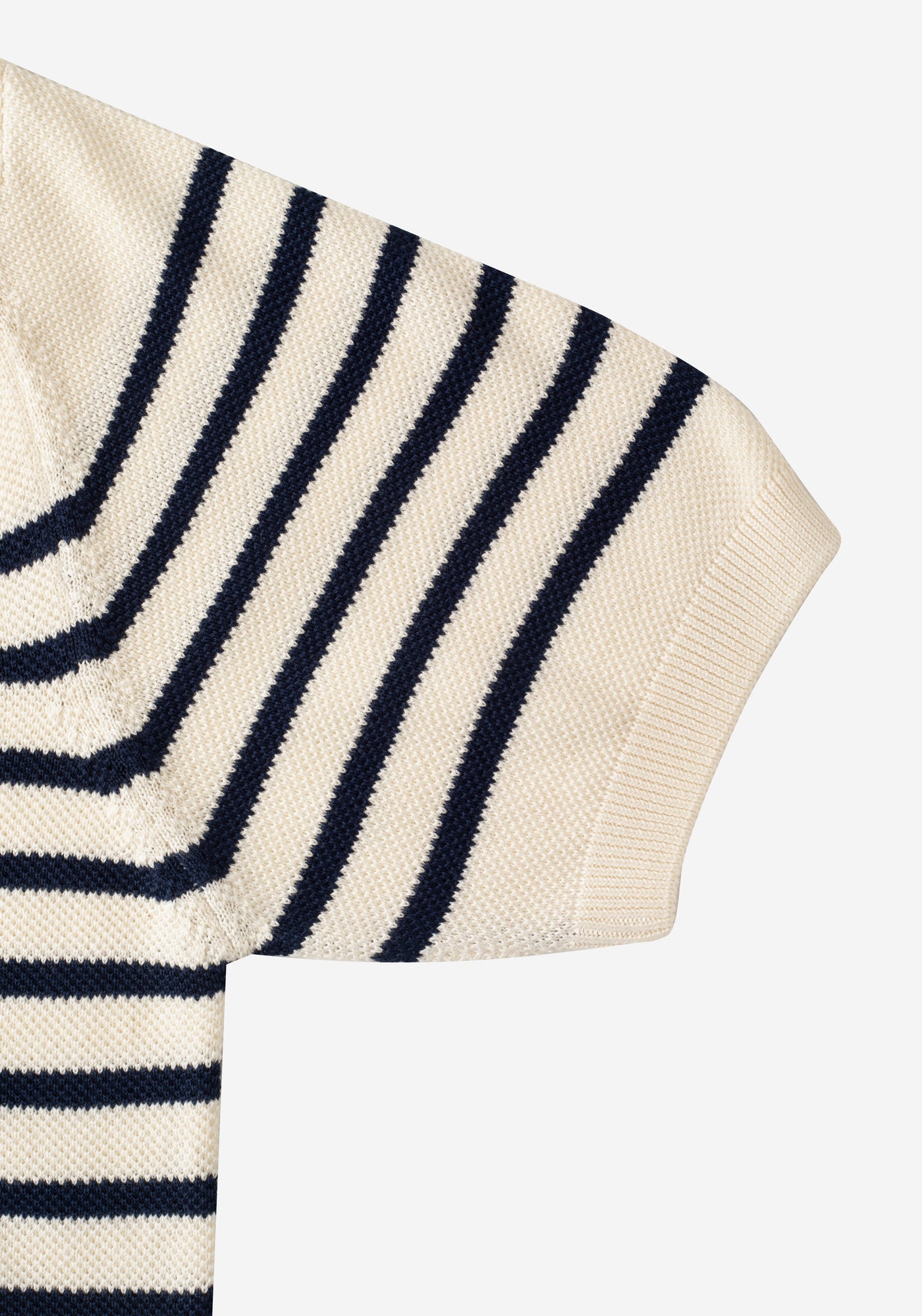 Ivory White Stripe Knitted Polo Shirt