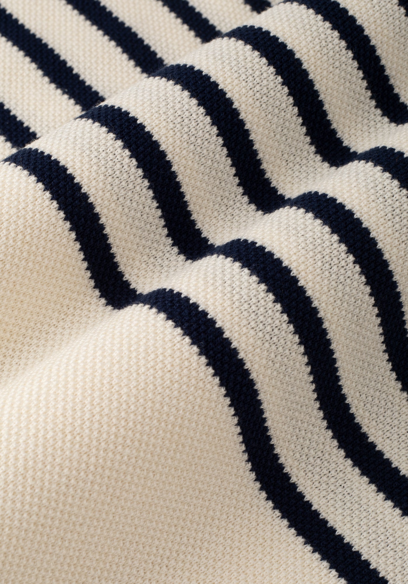 Ivory White Stripe Knitted Polo Shirt