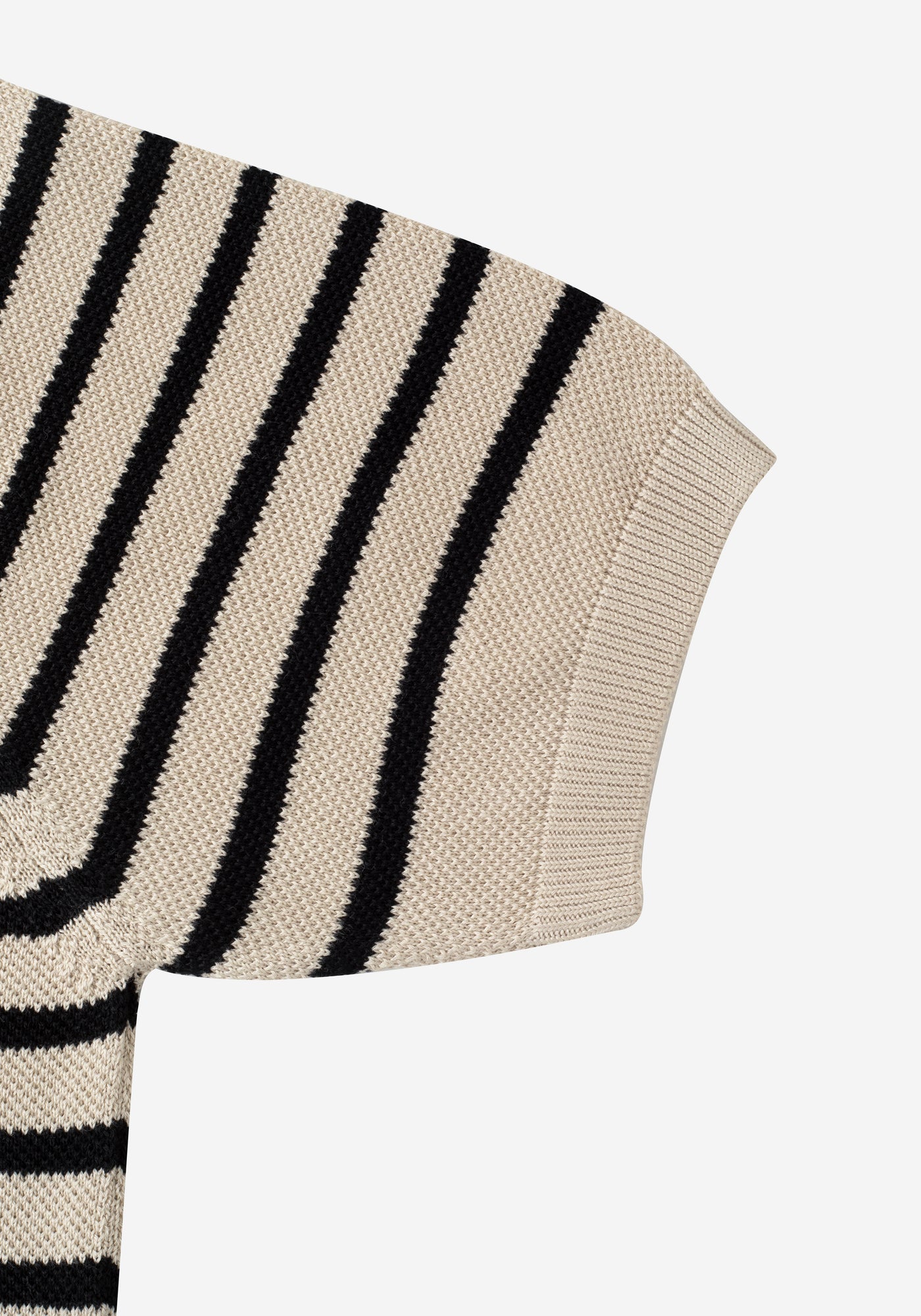 Almond Beige Stripe Knitted Polo Shirt