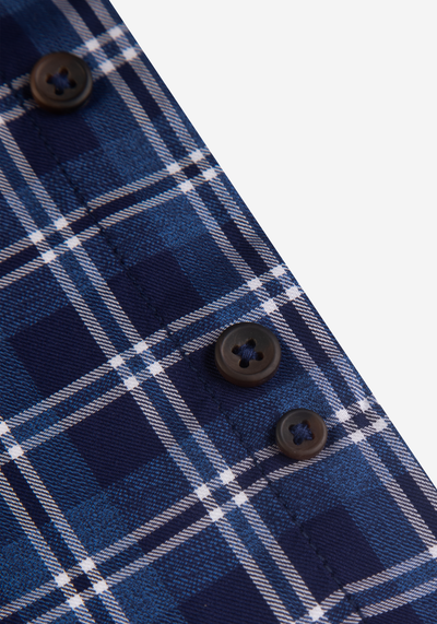 Galaxy Blue Plaid Washed Twill Melange Shirt