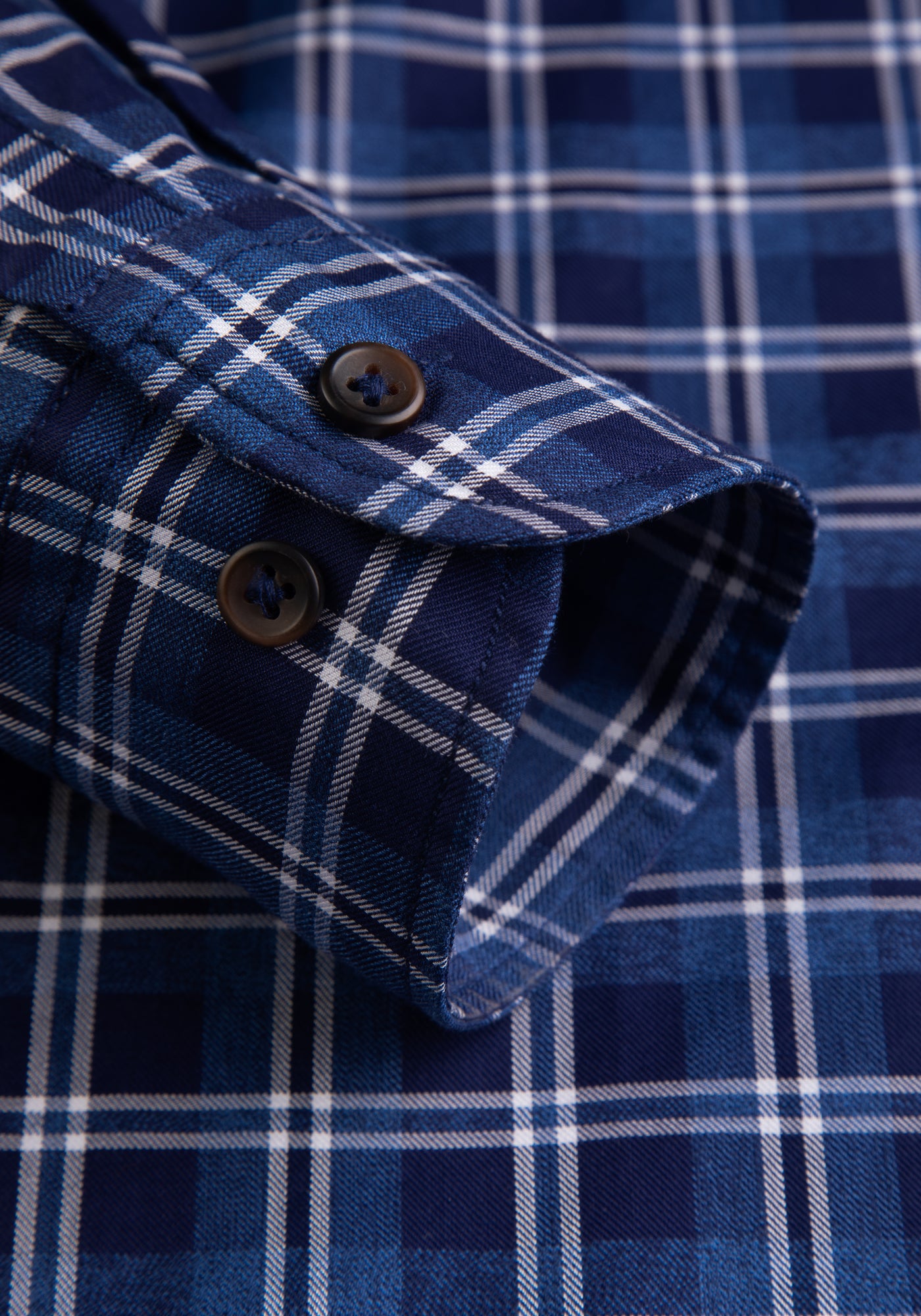 Galaxy Blue Plaid Washed Twill Melange Shirt