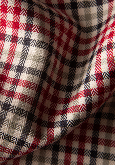 Red Off-White Washed Herringbone Melange Shirt