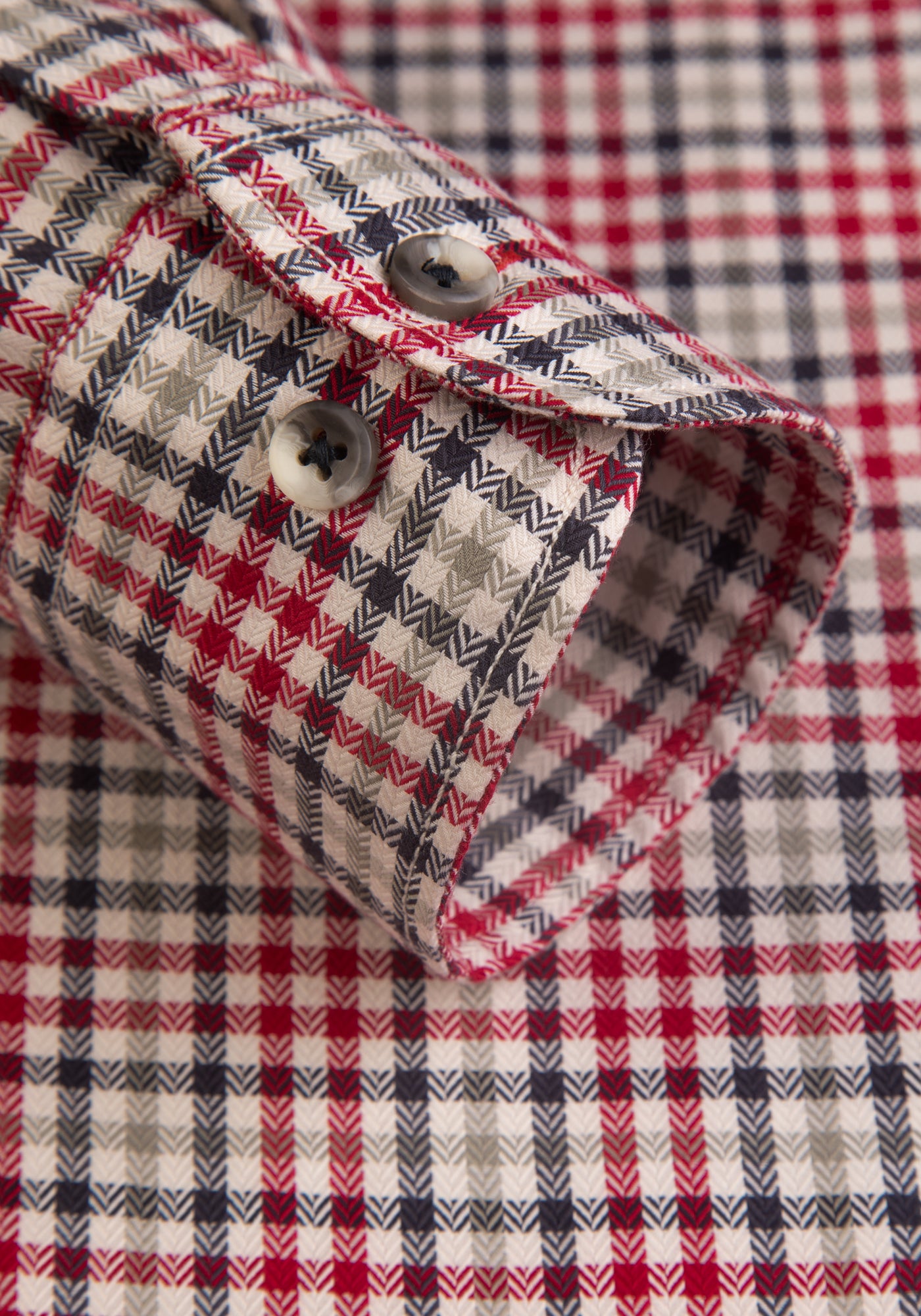 Red Off-White Washed Herringbone Melange Shirt