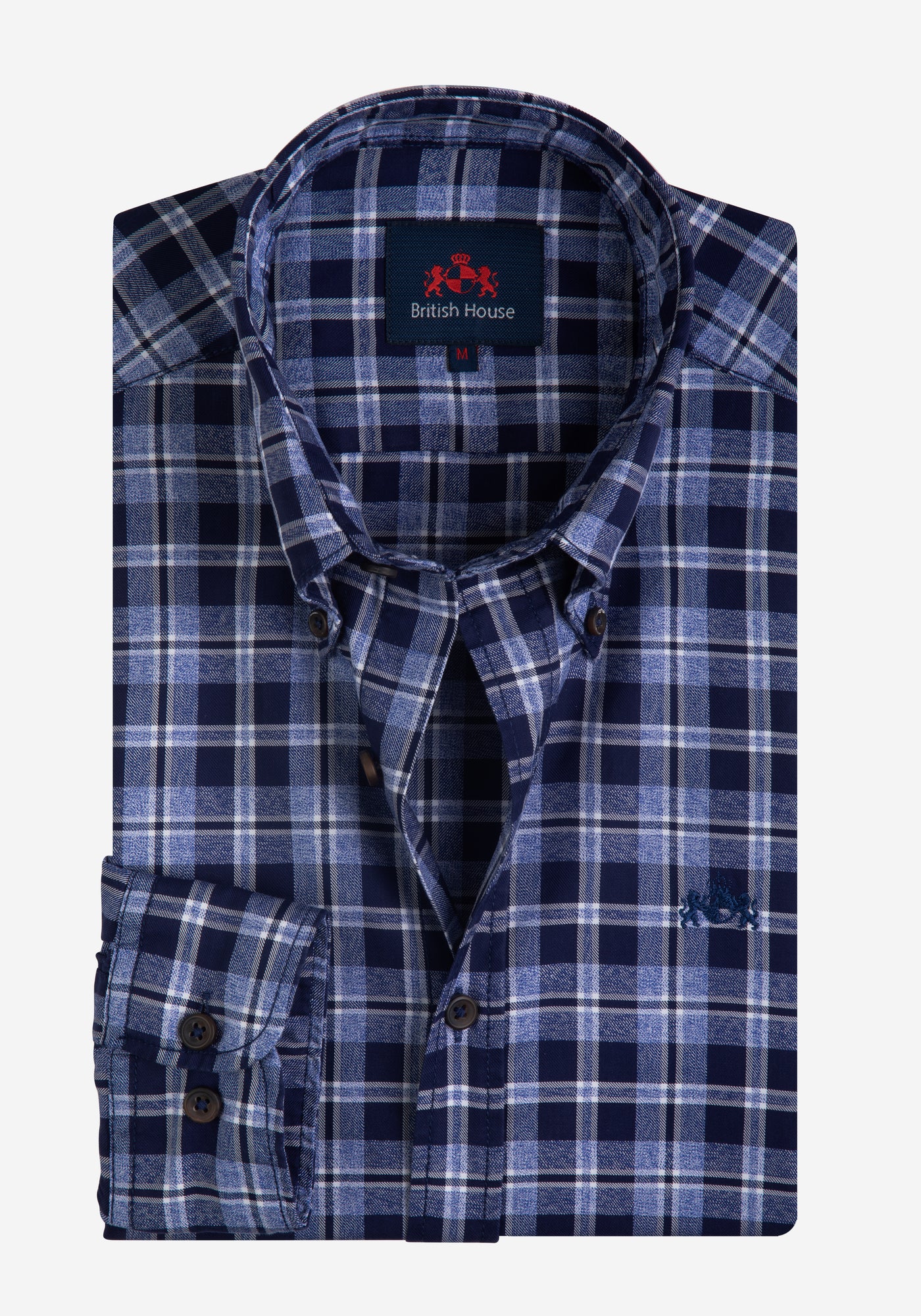 Dusk Blue Plaid Washed Twill Melange Shirt