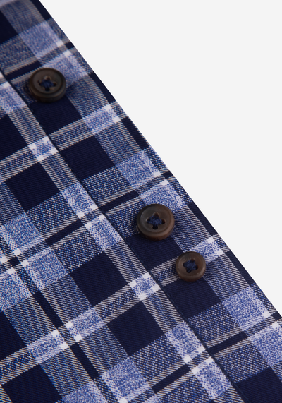 Dusk Blue Plaid Washed Twill Melange Shirt
