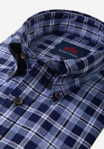 Dusk Blue Plaid Washed Twill Melange Shirt
