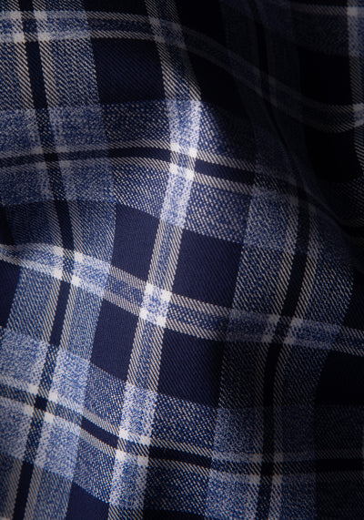 Dusk Blue Plaid Washed Twill Melange Shirt