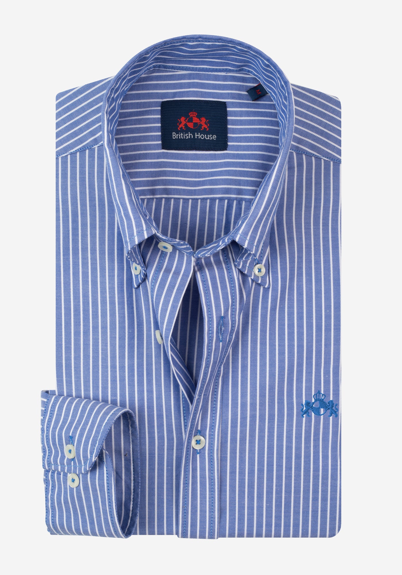 Polar Blue Stripe Washed Two-Ply Oxford Shirt