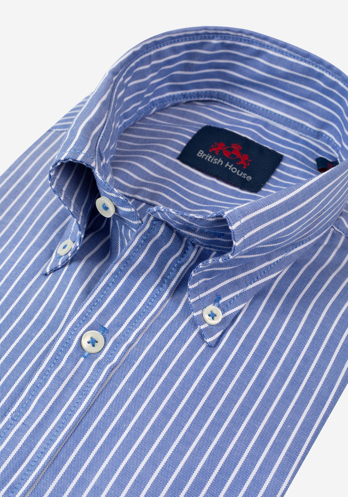 Polar Blue Stripe Washed Two-Ply Oxford Shirt