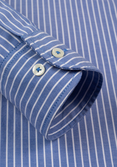 Polar Blue Stripe Washed Two-Ply Oxford Shirt