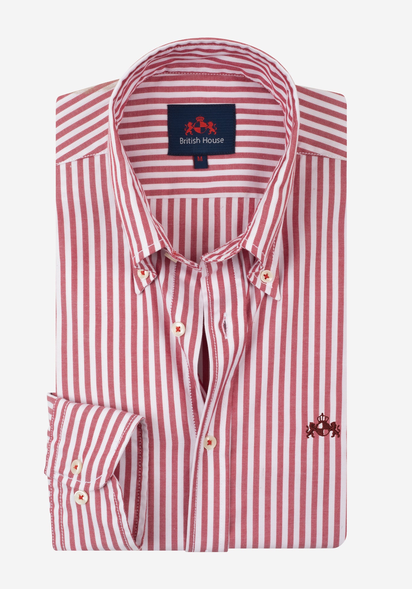 Ruby Red Stripe Washed Oxford Shirt