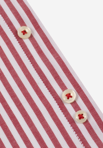 Ruby Red Stripe Washed Oxford Shirt