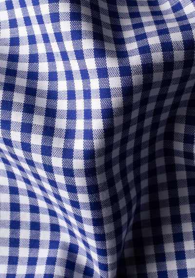 Royal Blue Checked Washed Oxford Shirt