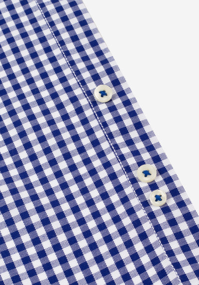 Royal Blue Checked Washed Oxford Shirt