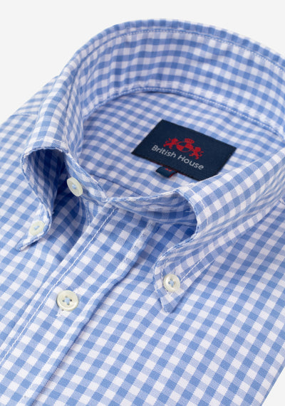 Frost Blue Checked Washed Oxford Shirt