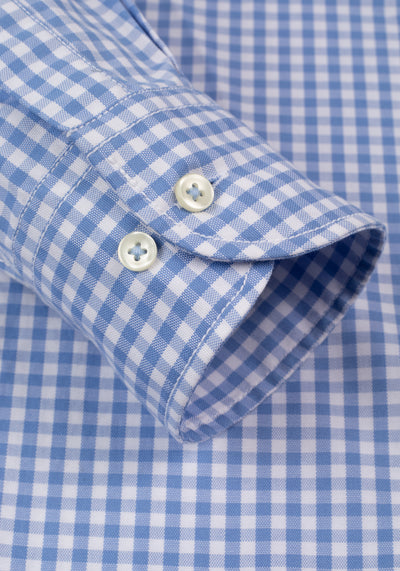 Frost Blue Checked Washed Oxford Shirt