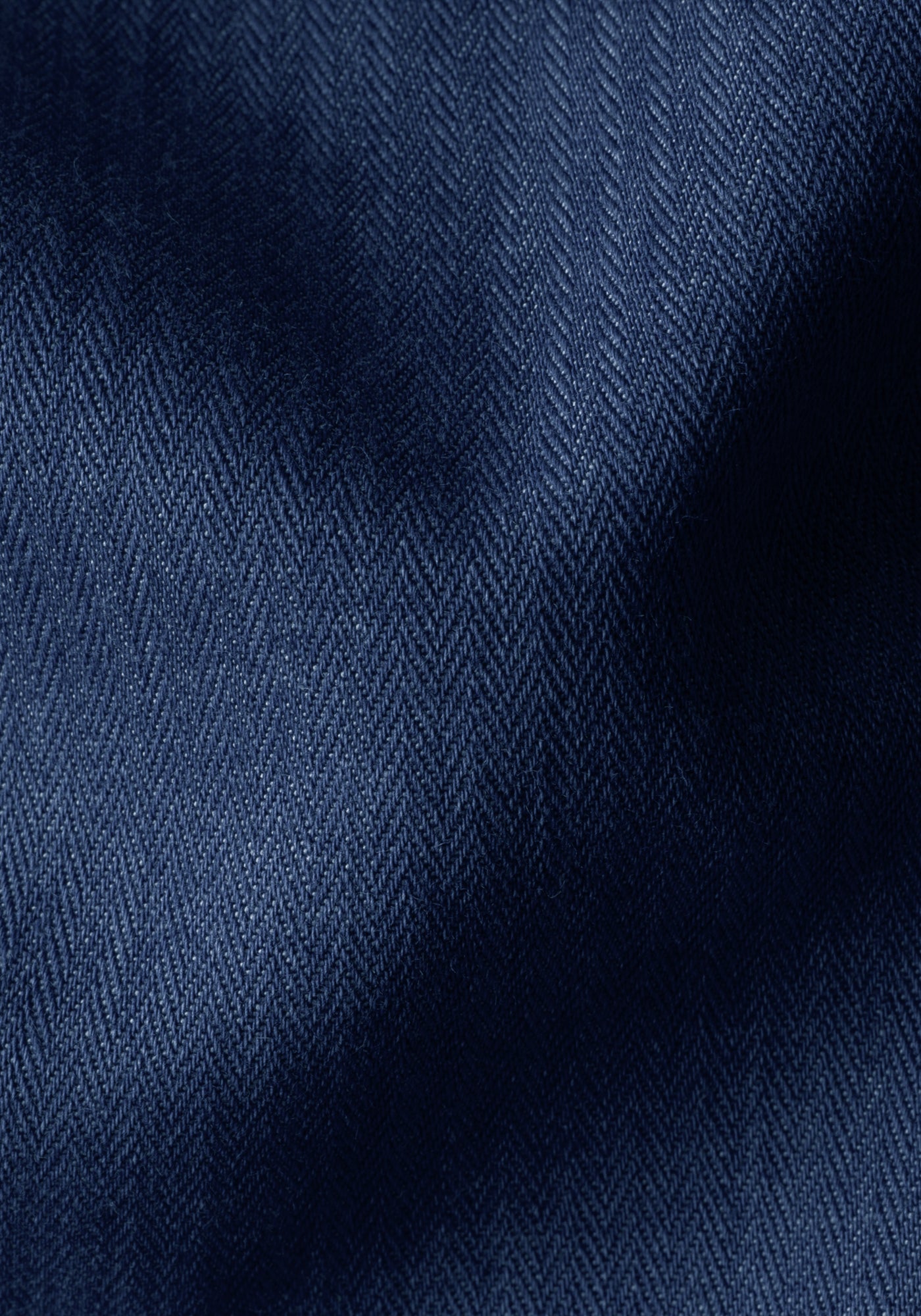 Midnight Blue Washed Herringbone Denim Shirt