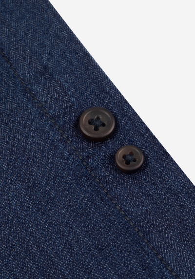 Dusk Blue Washed Herringbone Denim Shirt