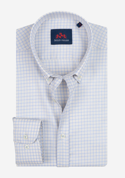 Floral White Blue Checked Signature Twill Shirt