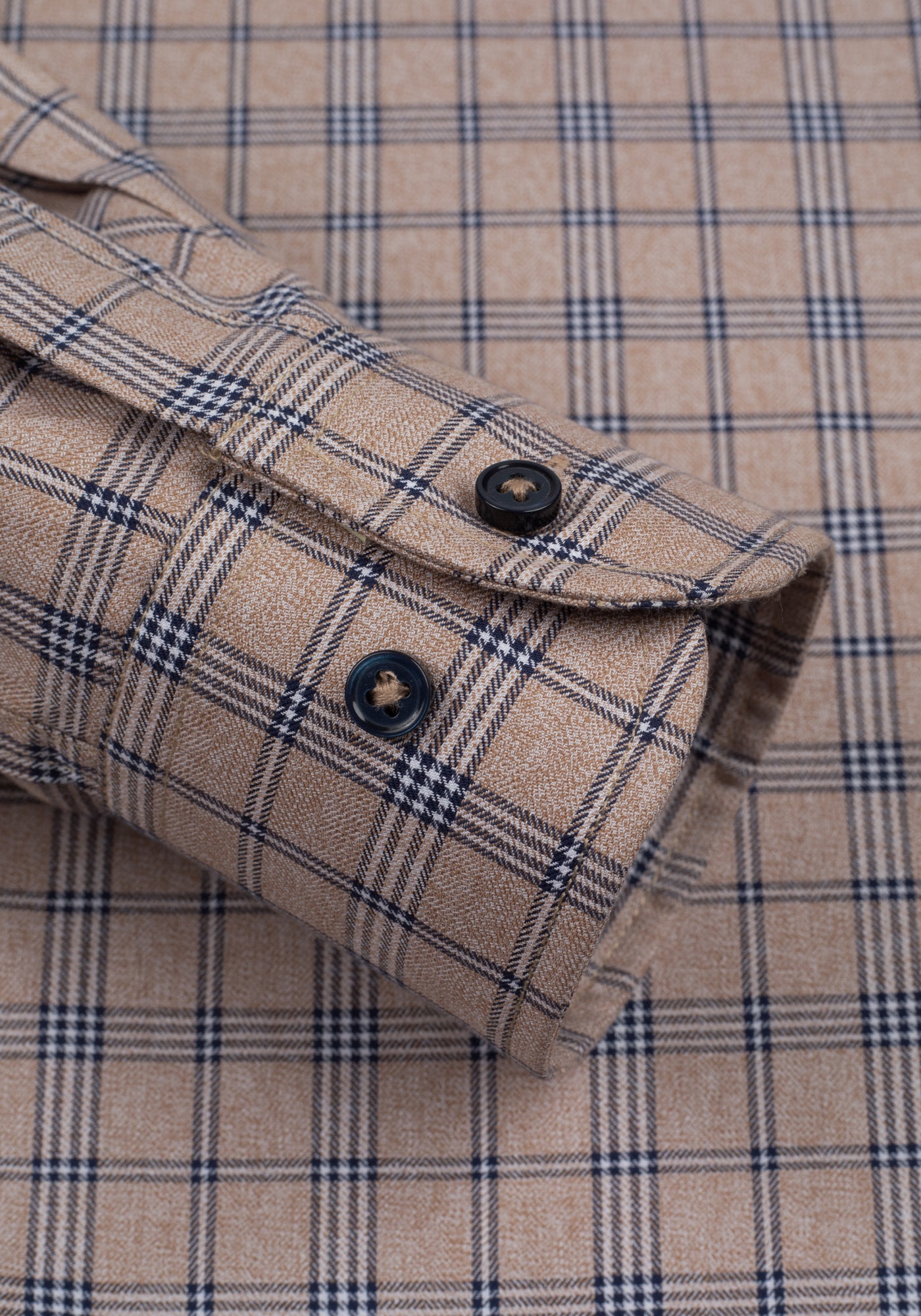 Dull Beige Checked Twill Shirt