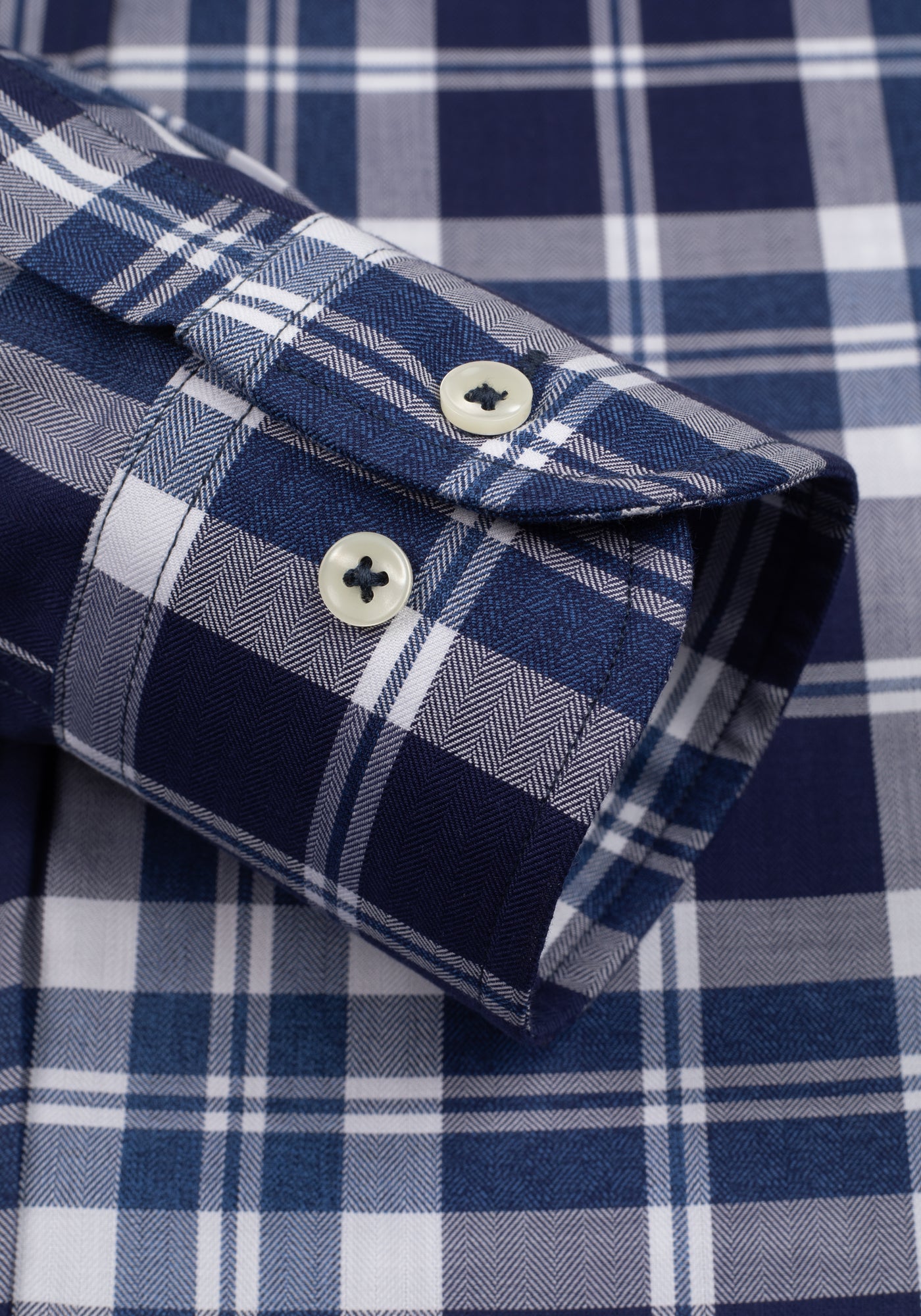 Admiral Navy Checked Herringbone Shirt