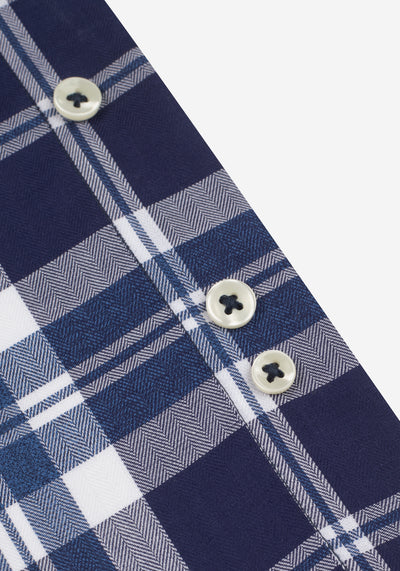 Admiral Navy Checked Herringbone Shirt