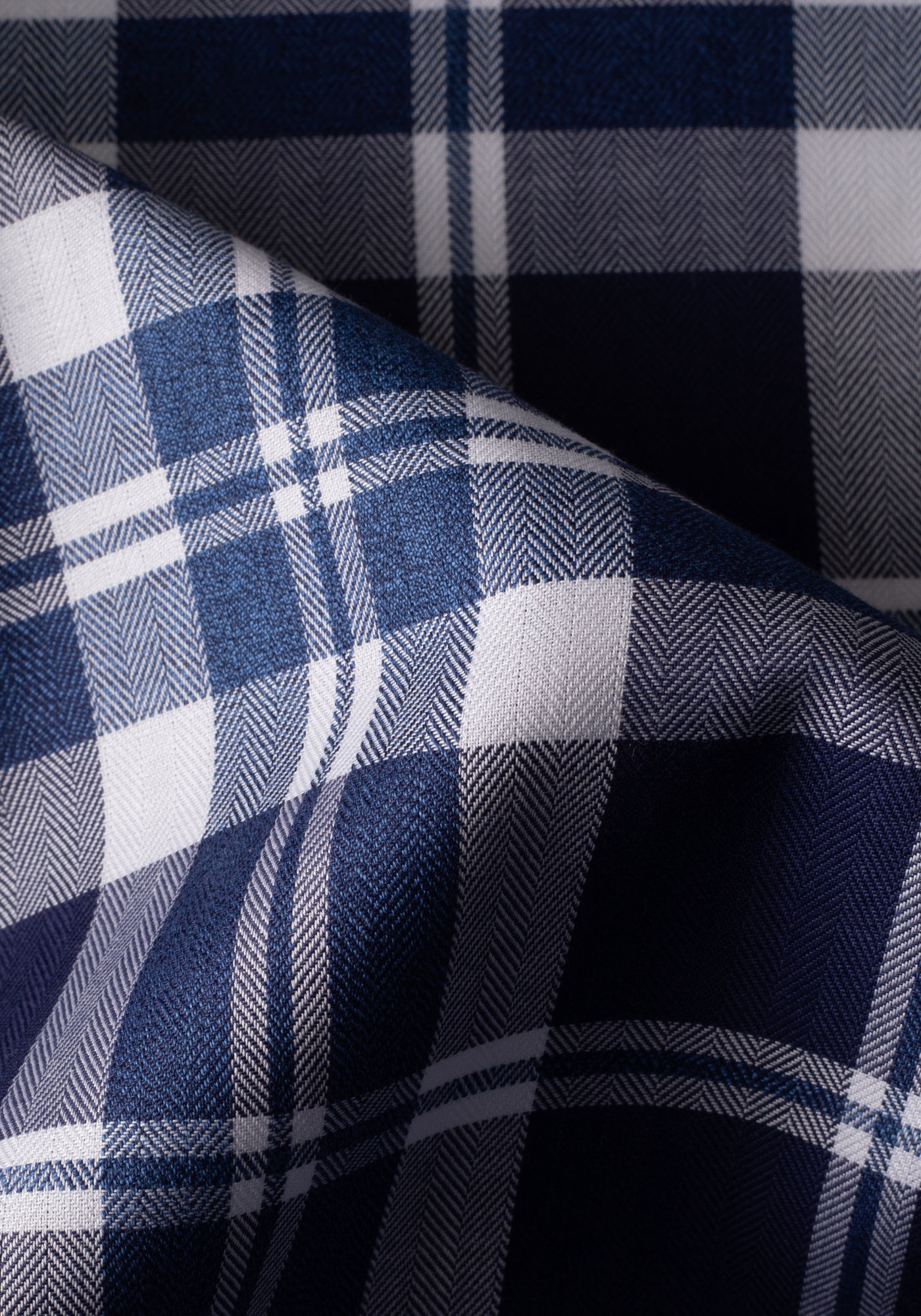 Admiral Navy Checked Herringbone Shirt