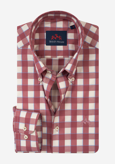 Mist Maroon Checked Signature Twill Shirt