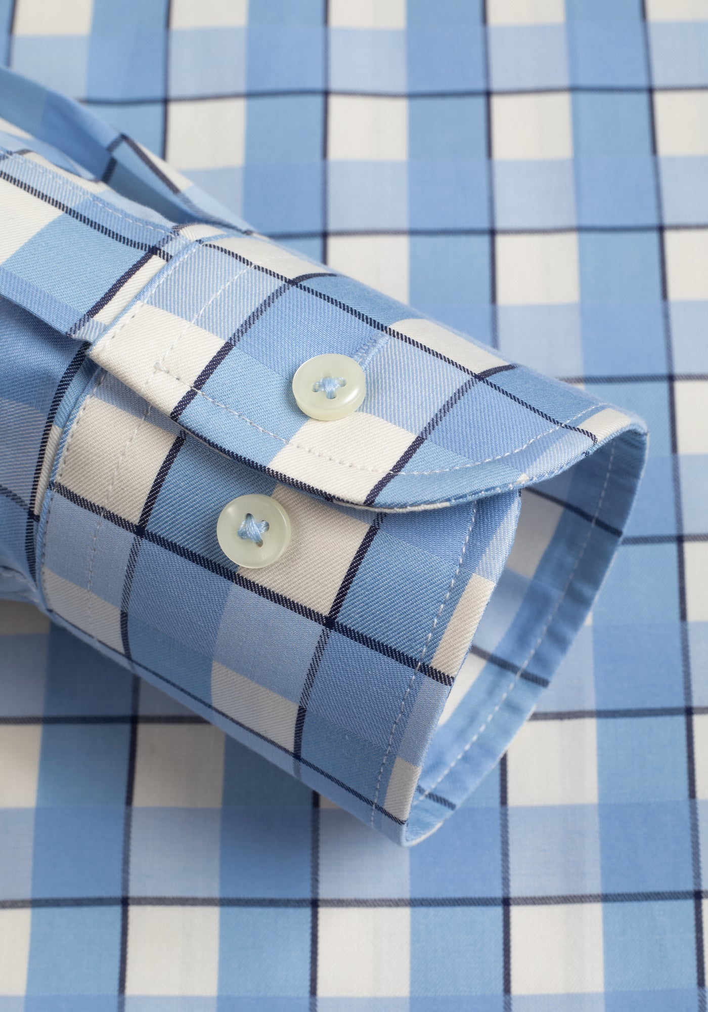 Metallic Sky Blue Checked Signature Twill Shirt