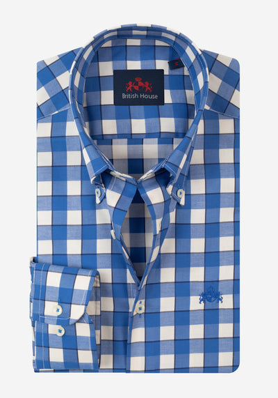 Ocean Blue Checked Signature Twill Shirt