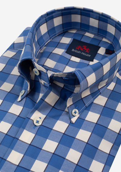 Ocean Blue Checked Signature Twill Shirt