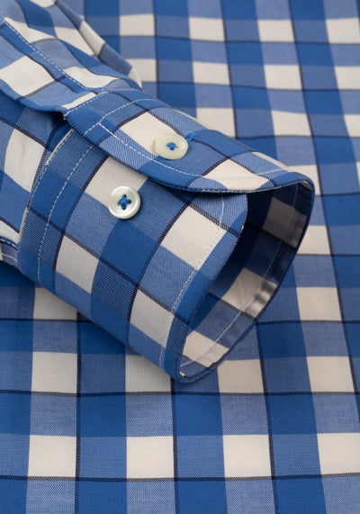 Ocean Blue Checked Signature Twill Shirt