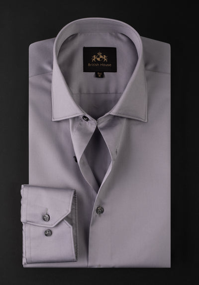 Metallic Grey Luxe Twill Shirt - Wrinkle-free