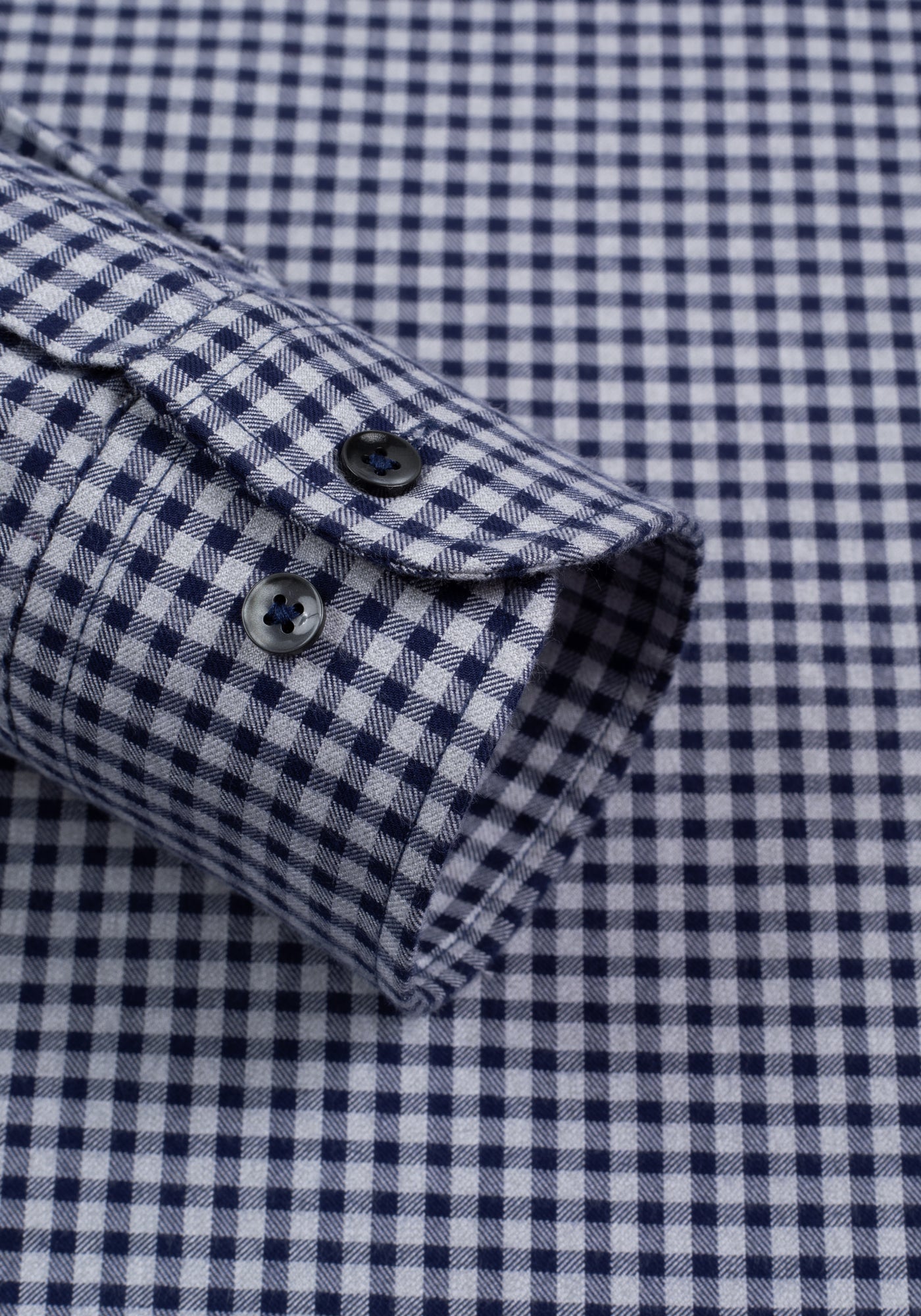 Marine Blue Checked Flannel Twill Shirt