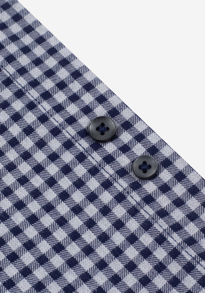 Marine Blue Checked Flannel Twill Shirt