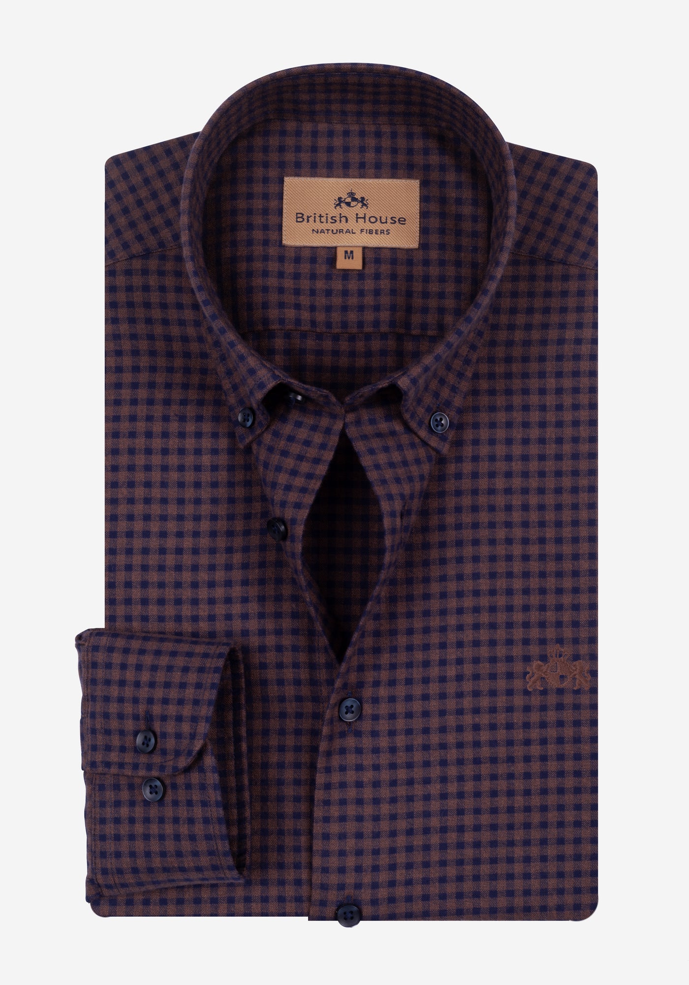 Dull Brown Checked Flannel Twill Shirt