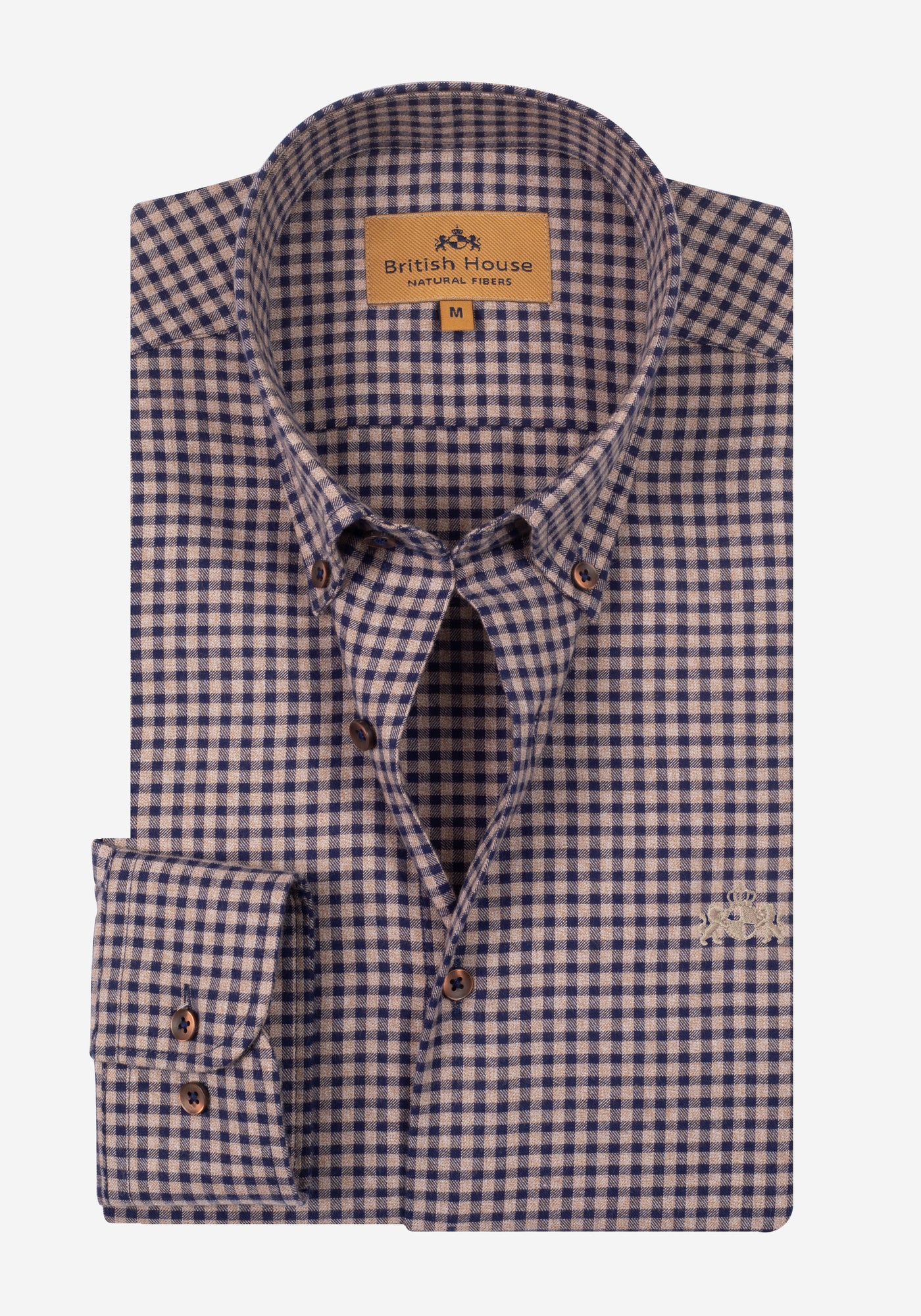 Dusk Beige Checked Flannel Twill Shirt