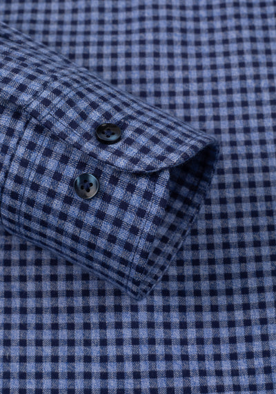 Serene Blue Checked Flannel Twill Shirt