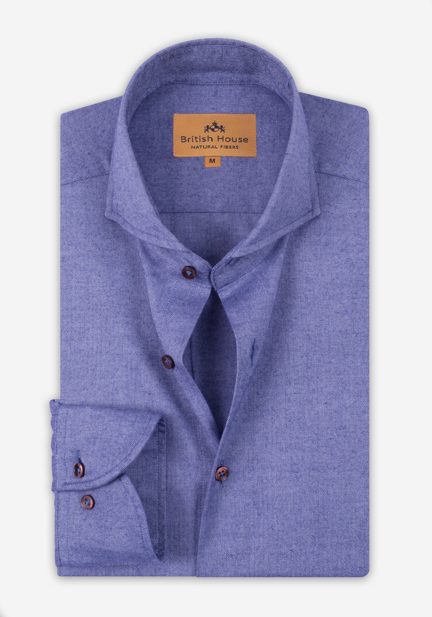 Rusty Blue Washed Herringbone Flannel Shirt