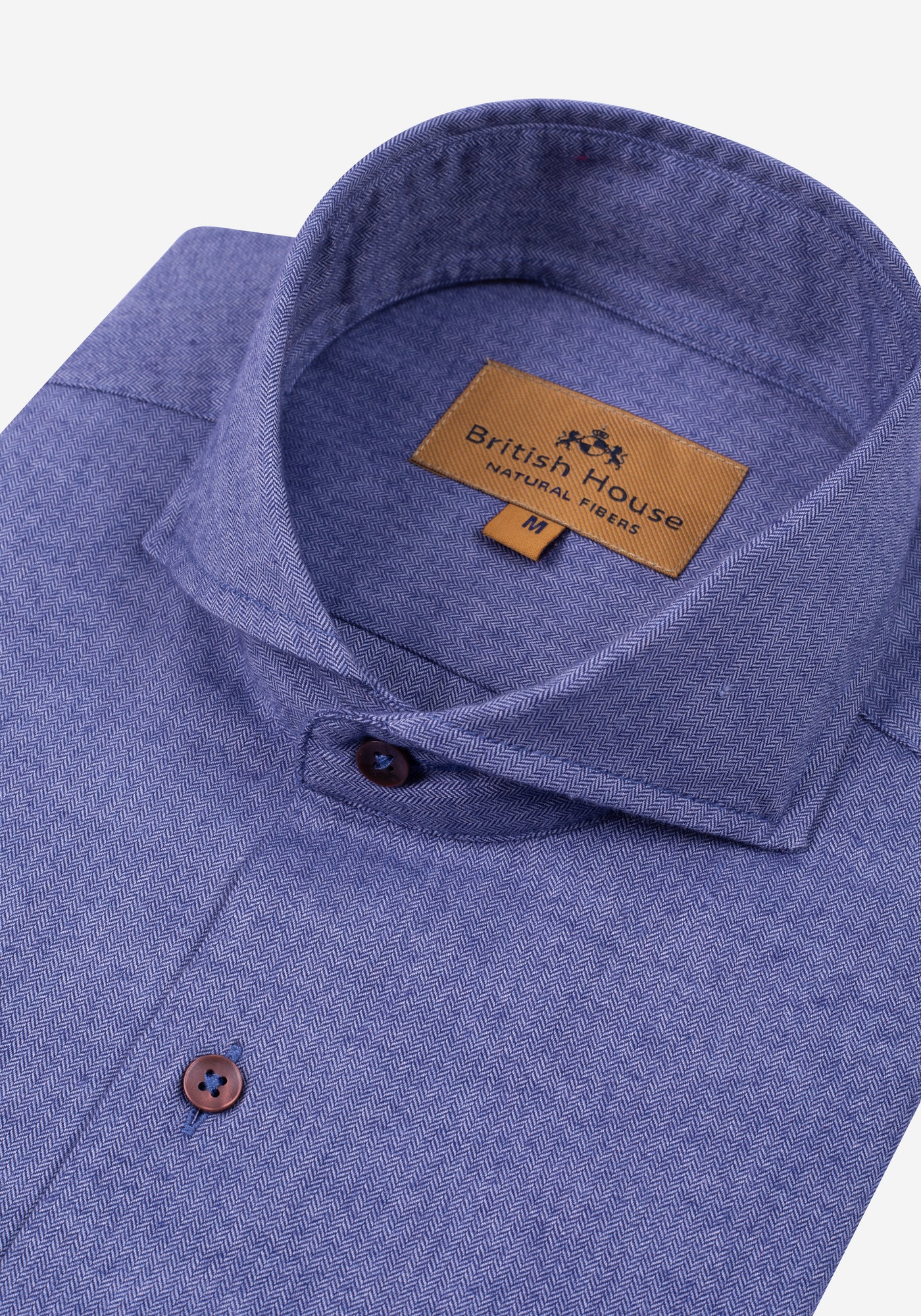 Rusty Blue Washed Herringbone Flannel Shirt