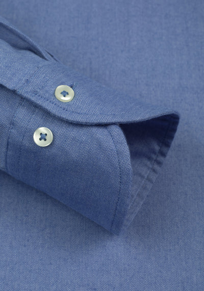 Moonlit Blue Washed Herringbone Flannel Shirt