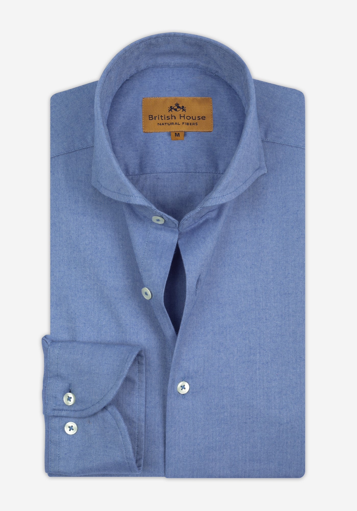 Moonlit Blue Washed Herringbone Flannel Shirt