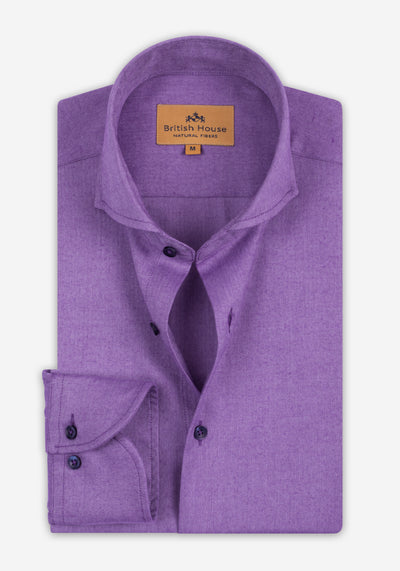 Majestic Purple Washed Herringbone Flannel Shirt