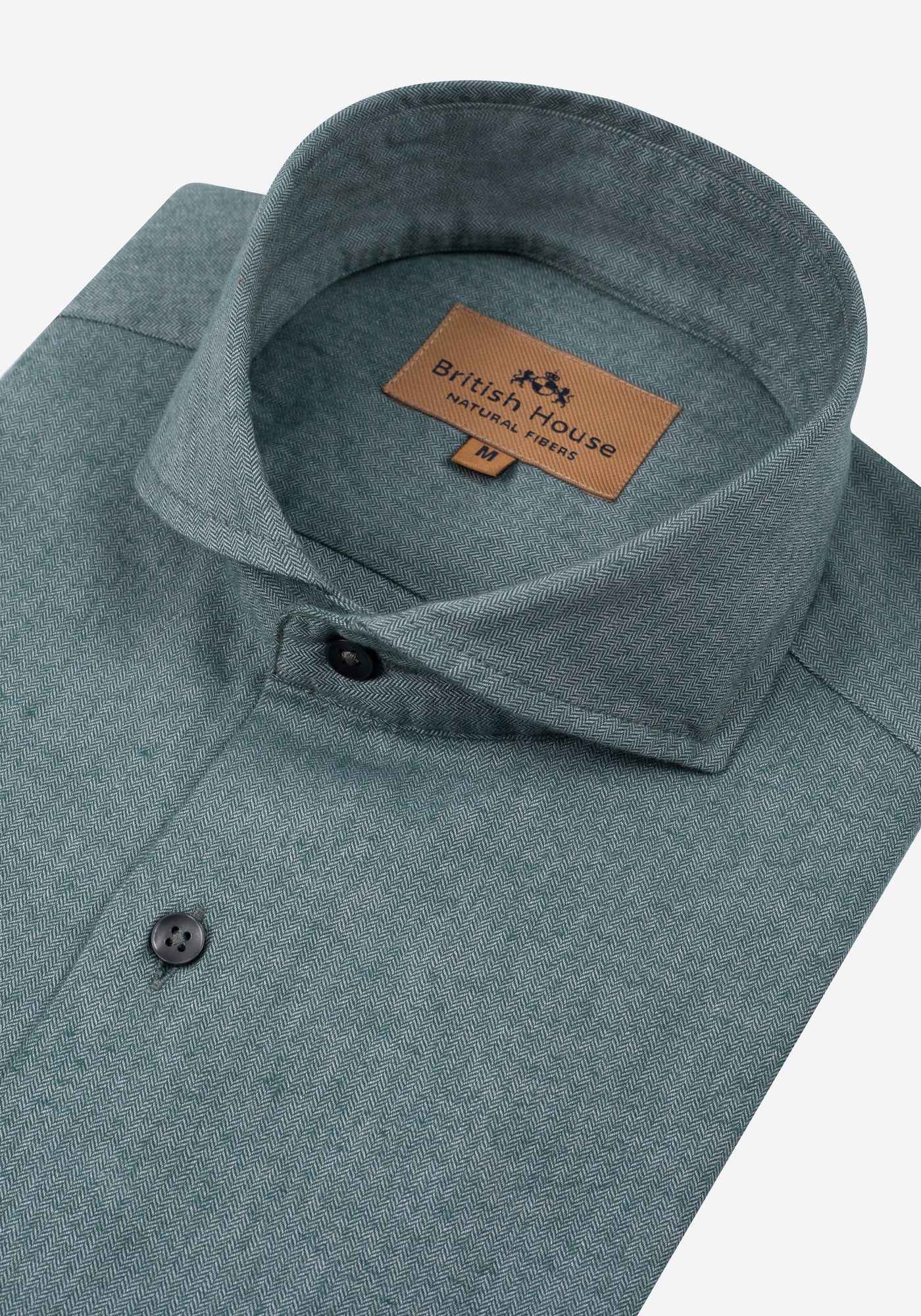 Hazy Green Washed Herringbone Flannel Shirt
