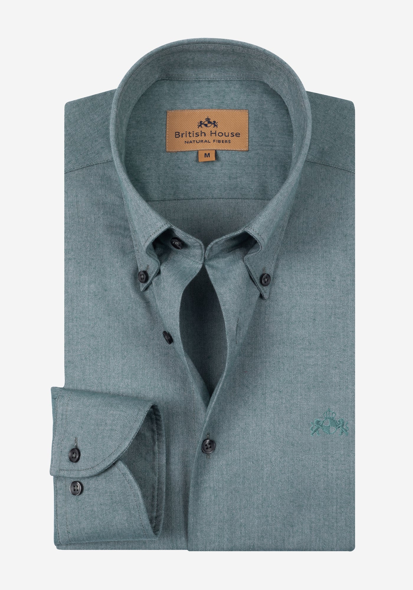 Vintage Green Herringbone Flannel Shirt