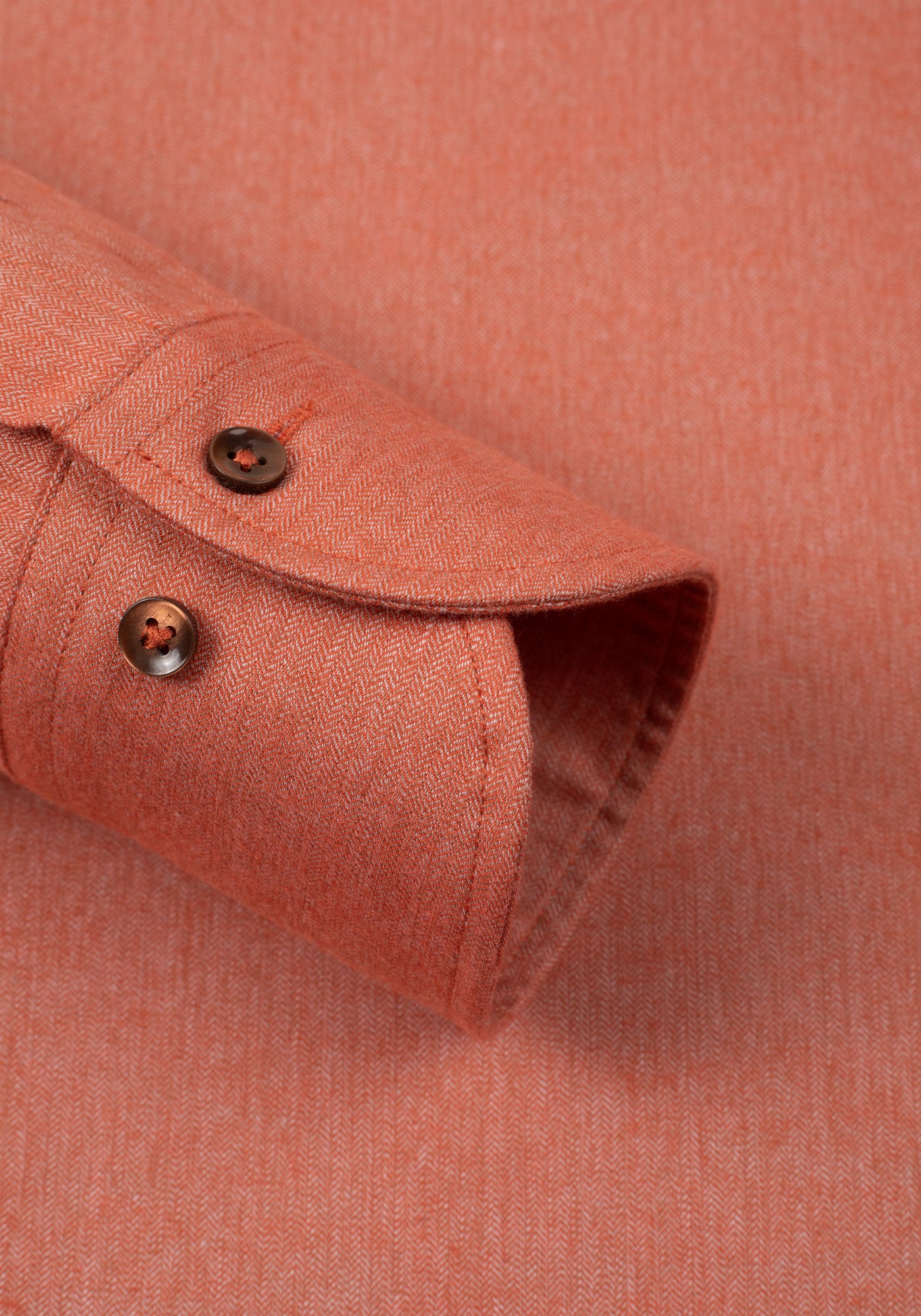 Coral Orange Washed Herringbone Flannel Shirt