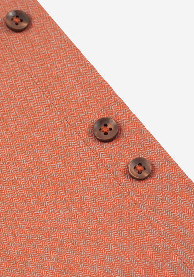 Coral Orange Washed Herringbone Flannel Shirt