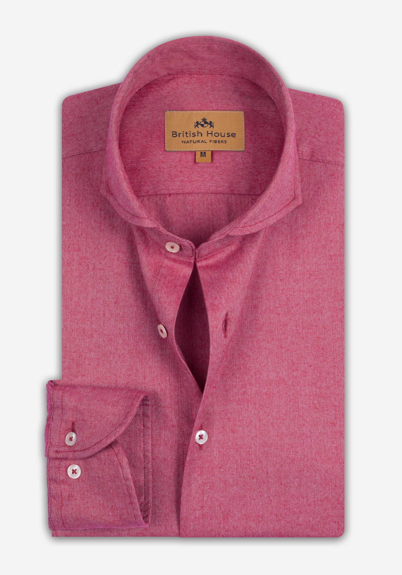 Cherry Red Washed Herringbone Flannel Shirt